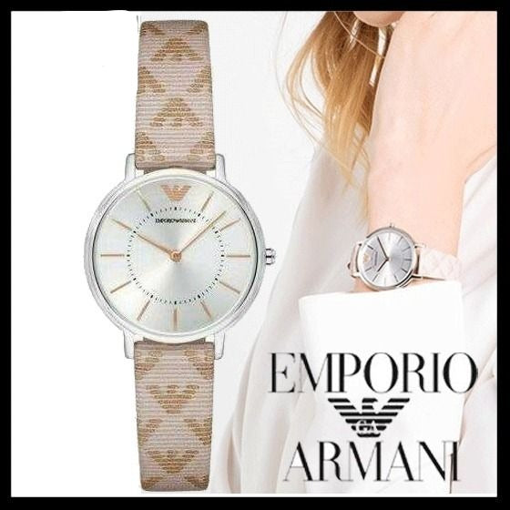 Emporio Armani Gianni T Bar Quartz Silver Dial Beige Leather Strap Watch For Women - AR80007 - Image 8